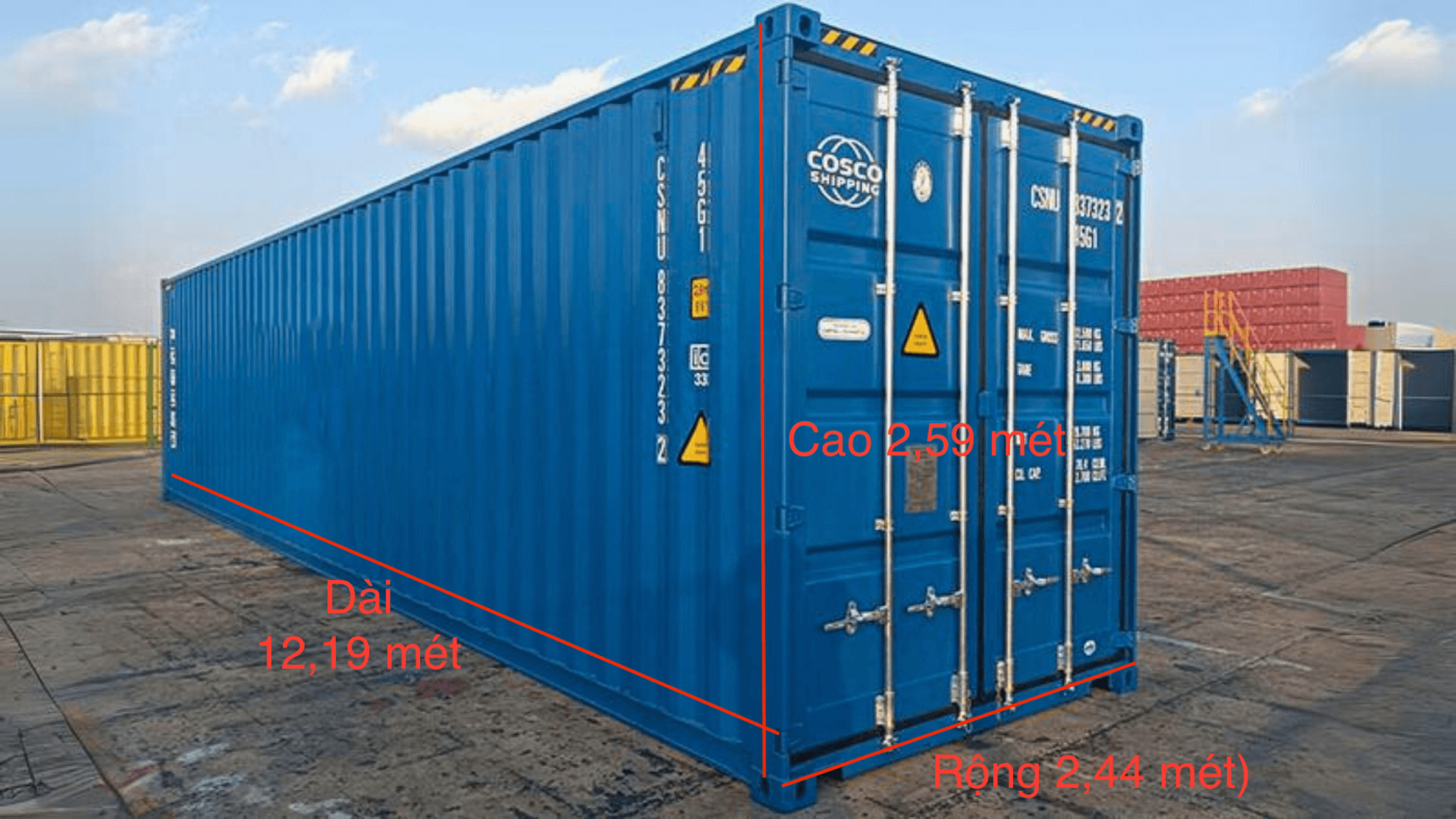 Kích thước Container 40 feet phổ biến nhiều người quan tâm - Quảng Cáo Số